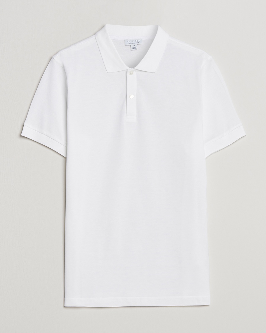 Sunspel Short Sleeve Pique Polo White – Valkoinen