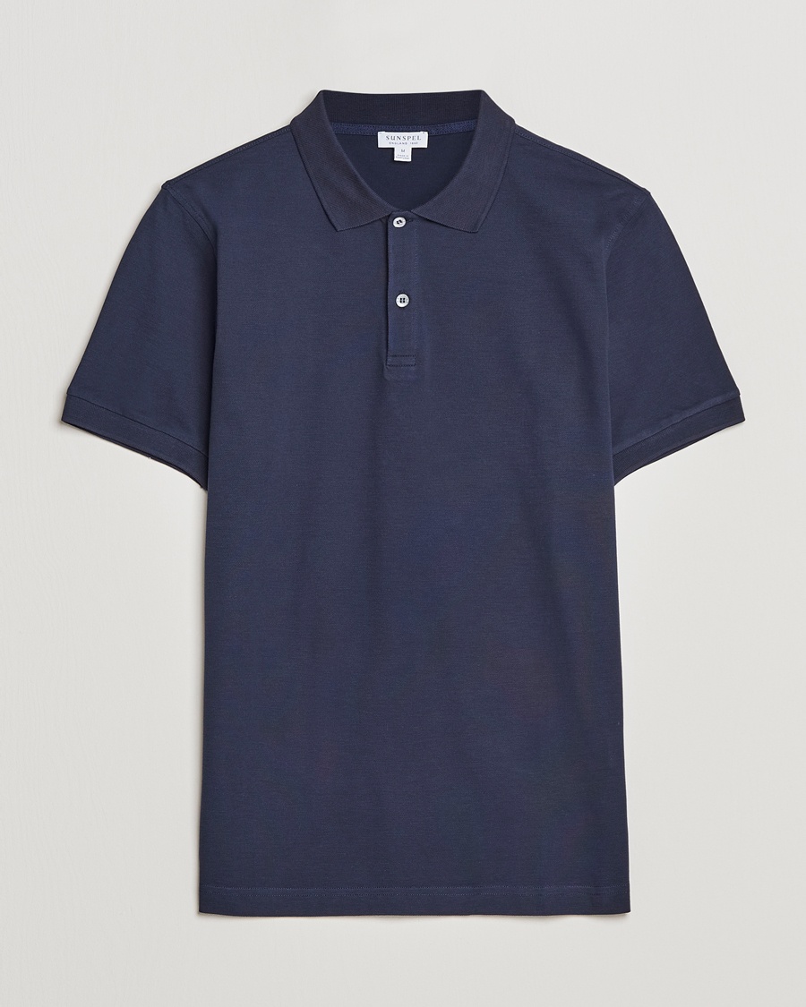 Sunspel Short Sleeve Pique Polo Navy – Sininen