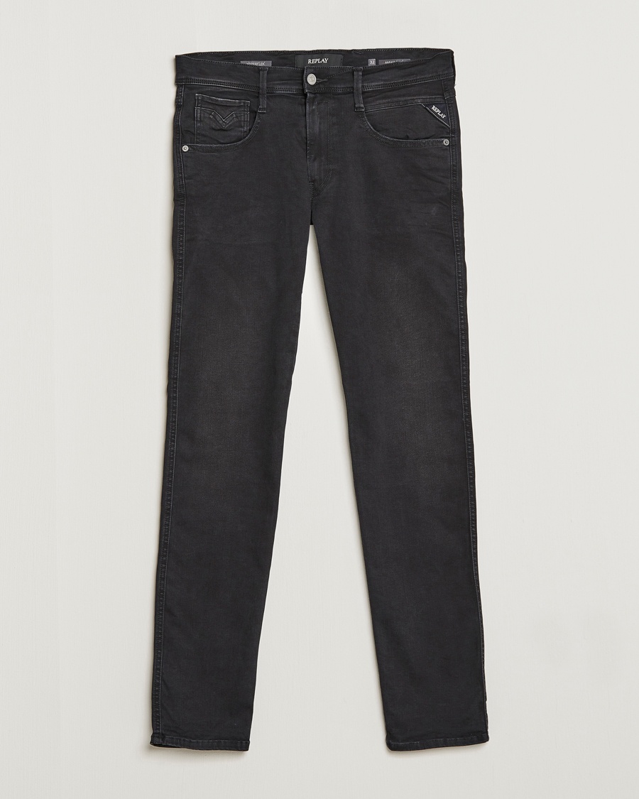 Replay Anbass Hyperflex Re-Used Jeans Washed Black – Harmaa