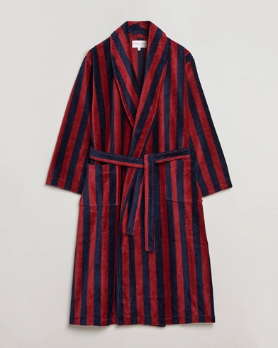 Mies | Oloasut | Derek Rose | Cotton Velour Striped Gown Red/Blue