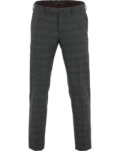  Slim Fit Glencheck Wool Trousers Charcoal