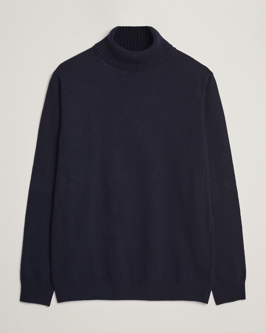 Oscar Jacobson Salim Wool/Cashmere Rollneck Navy – Sininen