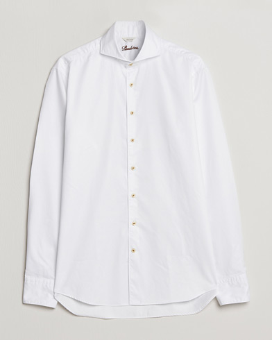 Mies | Kauluspaidat | Stenströms | Fitted Body Washed Cotton Plain Shirt White