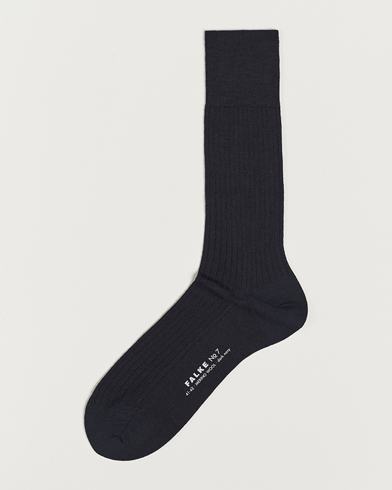 Mies |  | Falke | No. 7 Finest Merino Ribbed Socks Dark Navy
