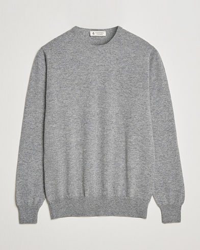 Mies | Neuleet | Piacenza Cashmere | Cashmere Crew Neck Sweater Light Grey
