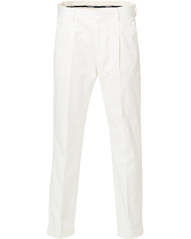  Bernard Pleated Turn Up Trousers Off White