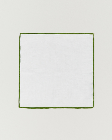 Mies | Taskuliinat | Amanda Christensen | Linen Paspoal Pocket Square White/Green