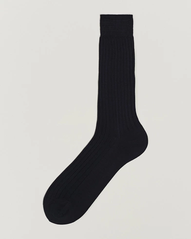 Mies |  | Bresciani | Cotton Ribbed Short Socks Navy