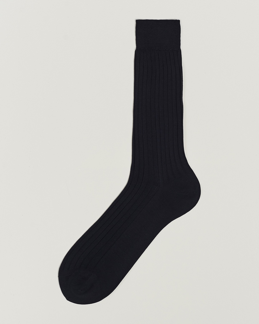 Bresciani Cotton Ribbed Short Navy – Sininen