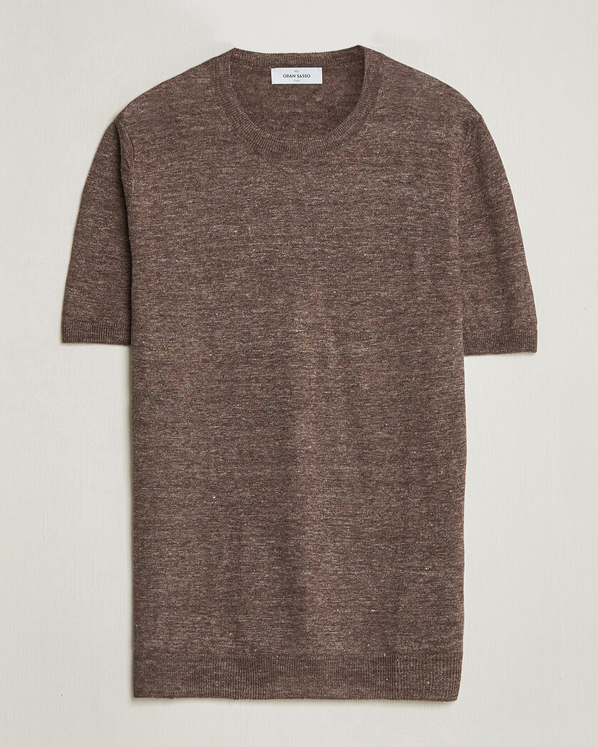 Gran Sasso Crew Neck Linen Tee Light Brown – Ruskea