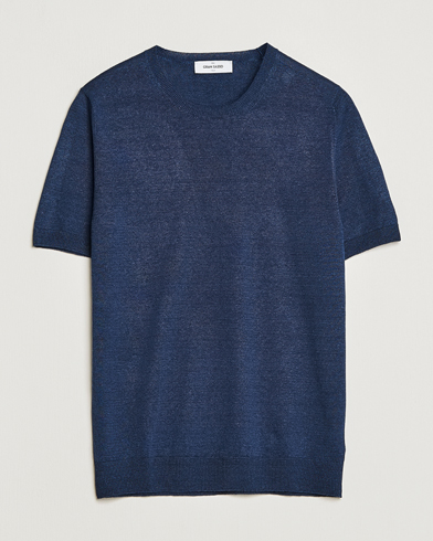 Mies |  | Gran Sasso | Cotton/Linen Knitted Tee Navy