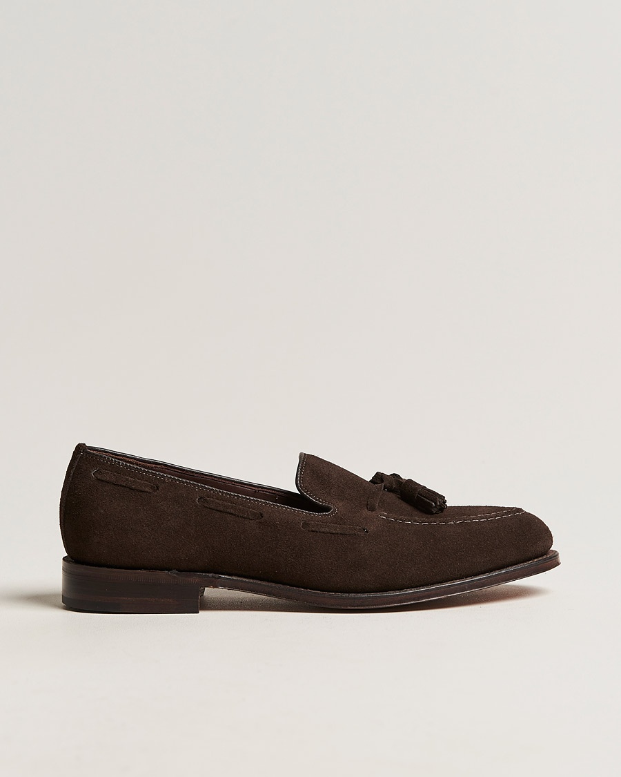 Loake 1880 Russell Tassel Loafer Chocolate Brown Suede – Ruskea