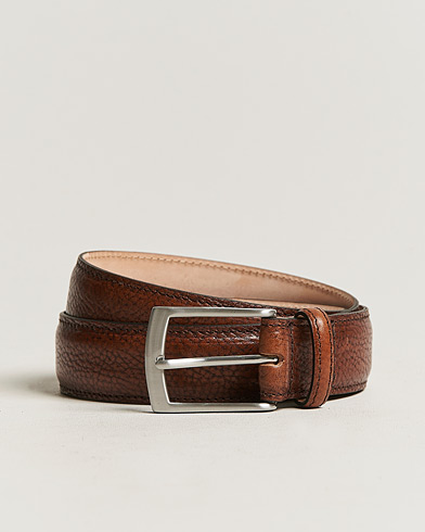 Sileä Vyö |  Henry Grained Leather Belt 3,3 cm Dark Brown