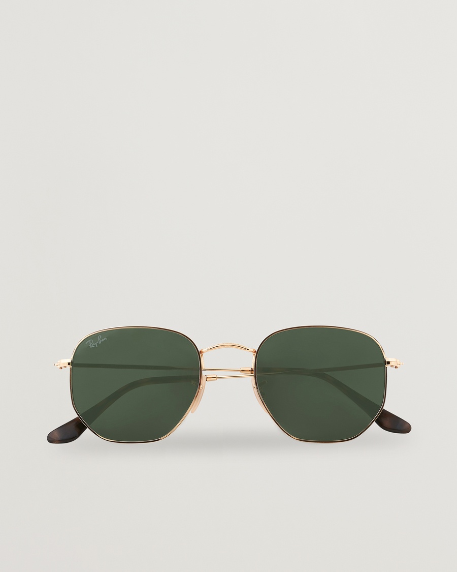 Ray-Ban 0RB3548N Hexagonal Sunglasses Gold/Green – Kulta