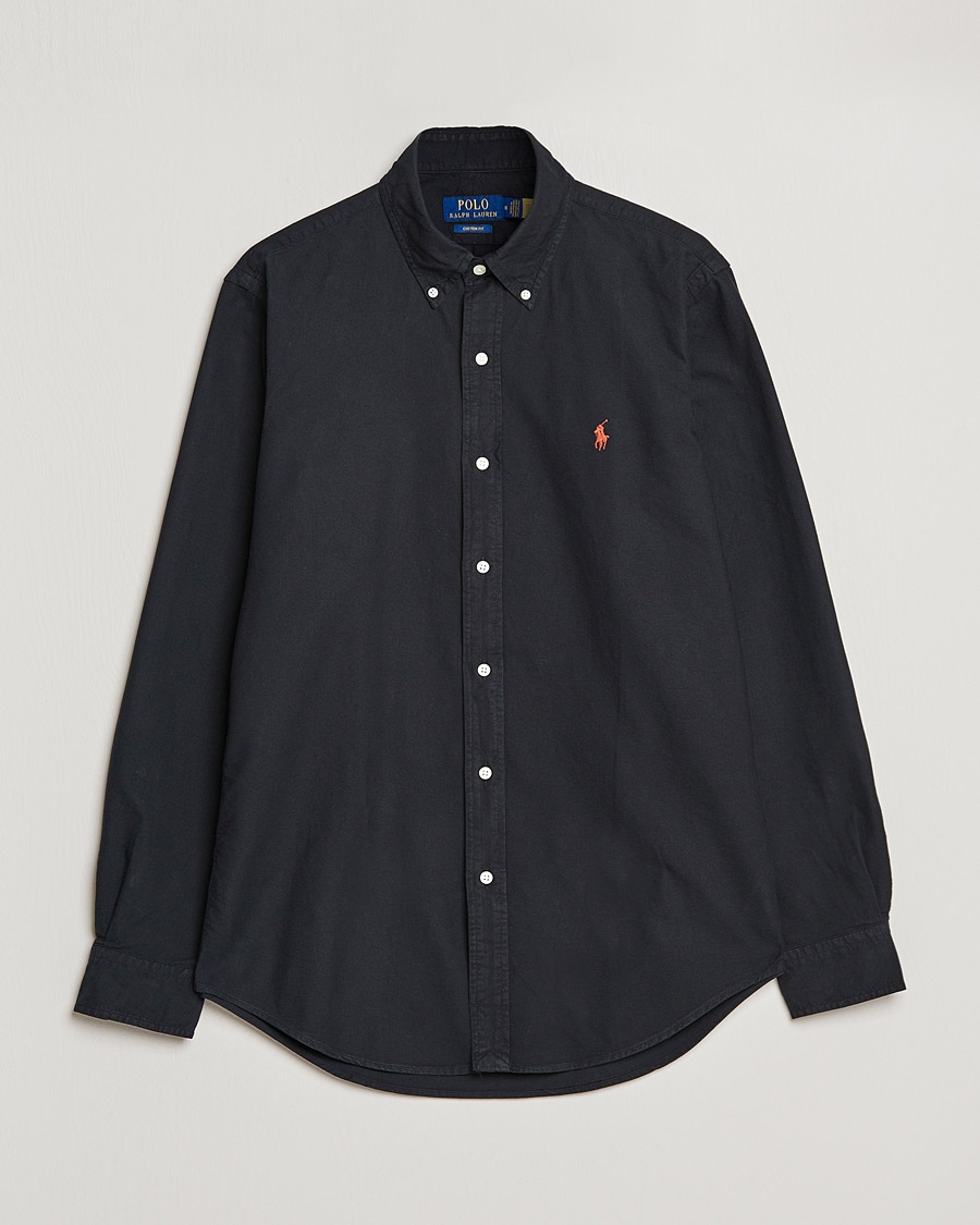 Polo Ralph Lauren Custom Fit Garment Dyed Oxford Shirt Black – Musta