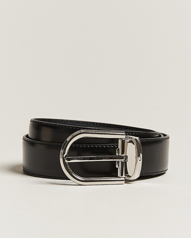 Mies | Sileät vyöt | Montblanc | Horseshoe Coated Buckle 30mm Leather Belt Black