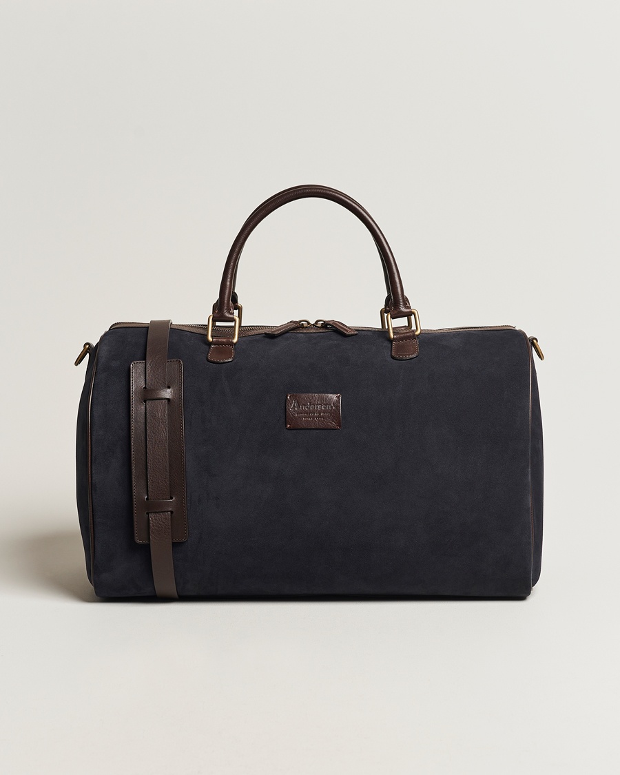Anderson's Boston Suede Weekendbag Navy/Brown – Ruskea