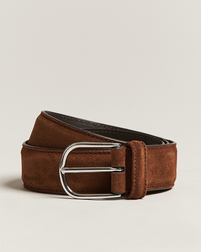 Mies | Italian Department | Anderson's | Suede 3,5 cm Belt Brown