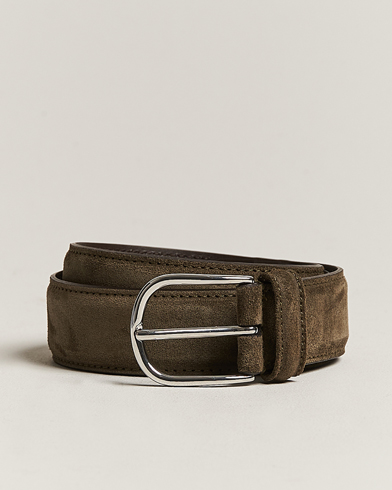 Mies | Italian Department | Anderson's | Suede 3,5 cm Belt Green