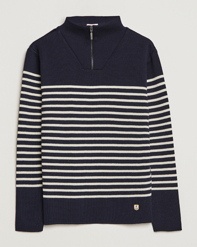 Vetoketjullinen Pusero |  Heritage Striped Half Zip Sweater Navy/Nature