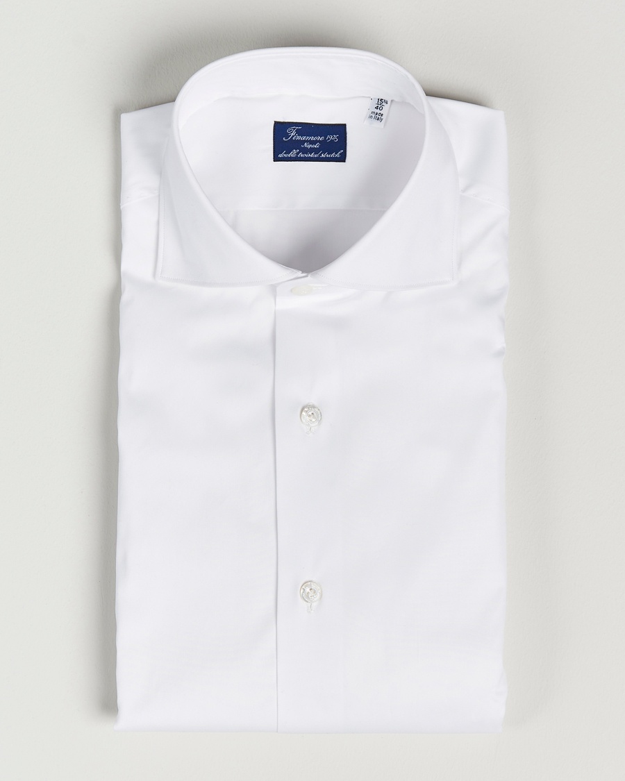 Finamore Napoli Milano Slim Fit Stretch Shirt White – Valkoinen