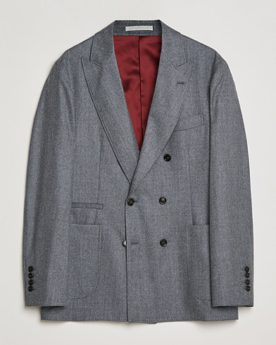 Mies |  | Brunello Cucinelli | Double Breasted Flannel Blazer Grey Melange