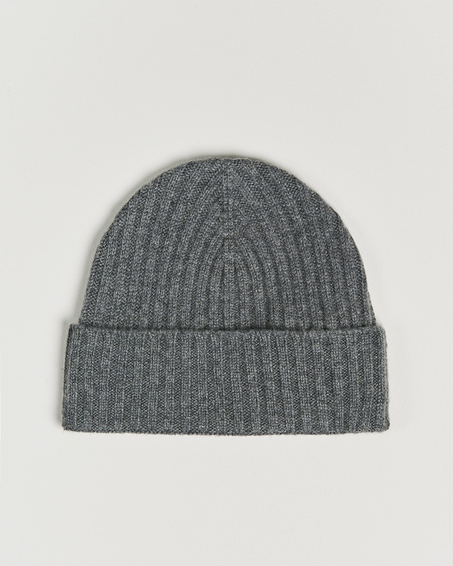 Amanda Christensen Rib Knitted Cashmere Cap Grey Melange – Harmaa