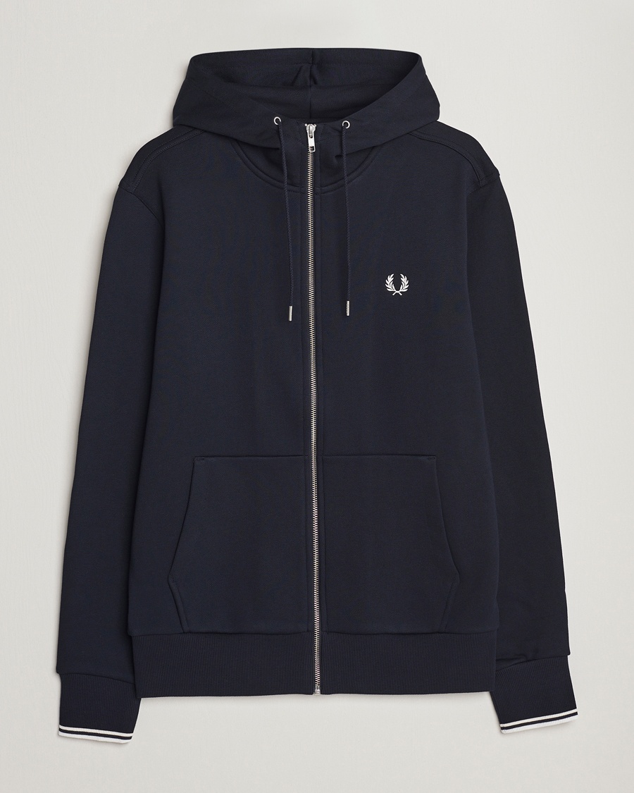 Fred Perry Full Zip Hooded Sweatshirt Navy – Sininen