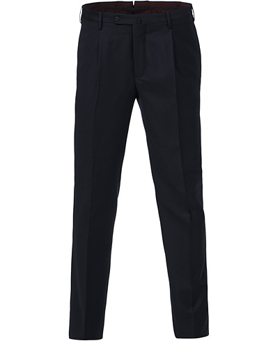 Mies |  | Incotex | Slim Fit Pleated Flannel Trousers Navy