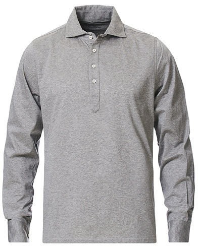  Cotton Popover Poloshirt Grey Melange