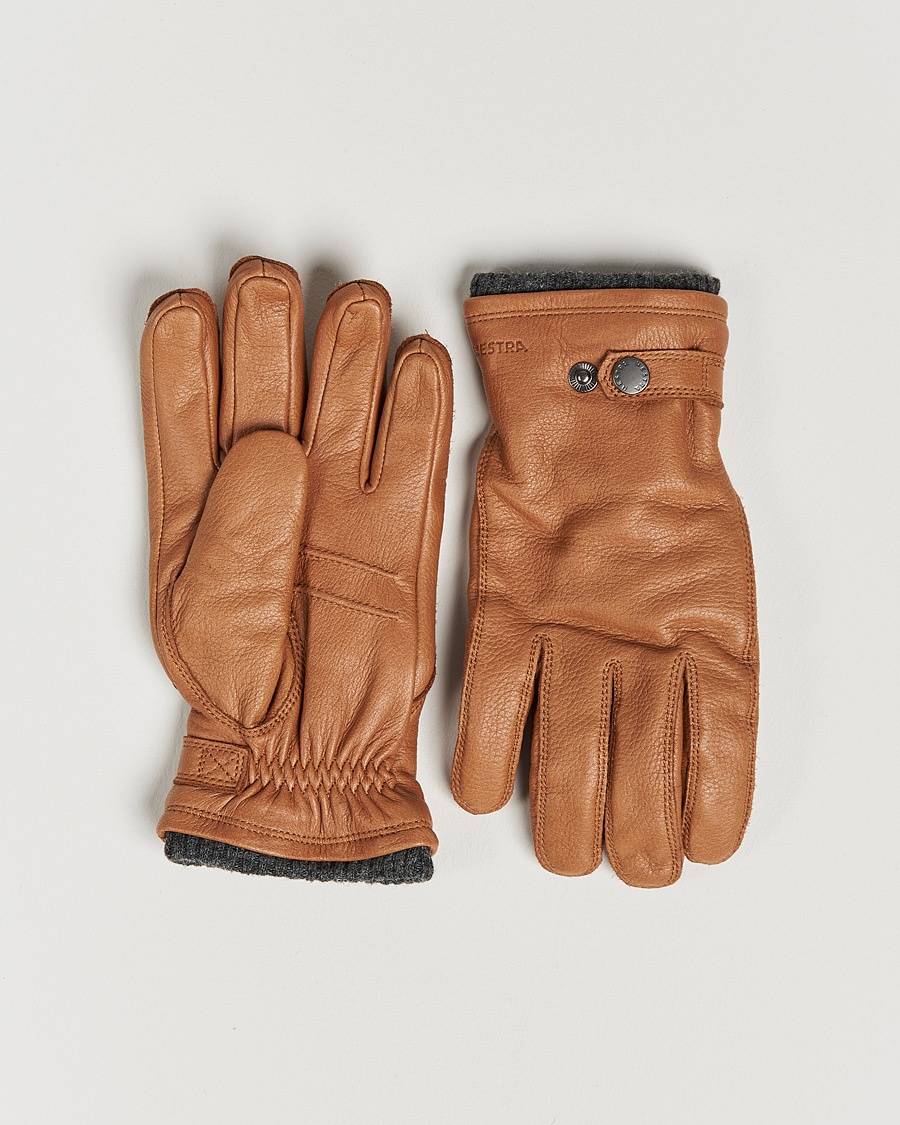 Hestra Utsjö Fleece Lined Buckle Elkskin Glove Cognac – Ruskea