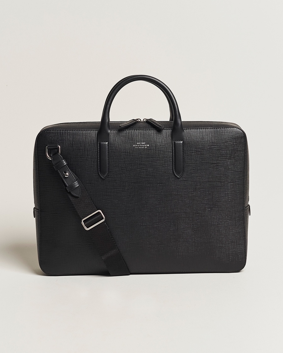 Smythson Panama Lightweight Briefcase Black – Musta