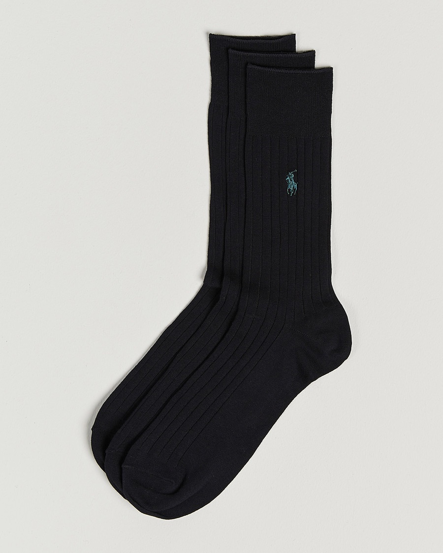 Polo Ralph Lauren 3-Pack Egyptian Rib Crew Socks Black – Musta