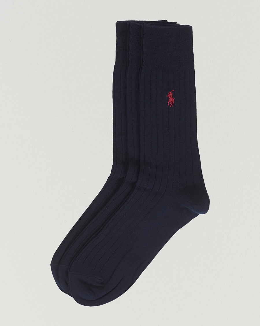 Polo Ralph Lauren 3-Pack Egyptian Rib Crew Socks Navy – Sininen