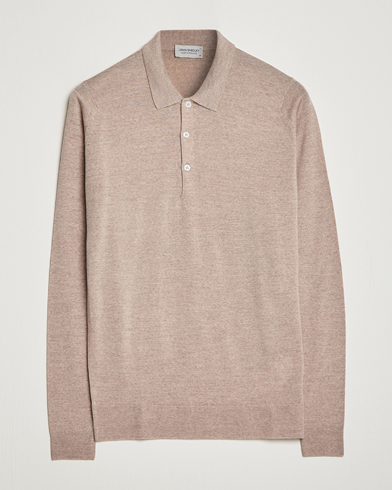Mies | Best of British | John Smedley | Belper Extra Fine Merino Polo Pullover Soft Fawn
