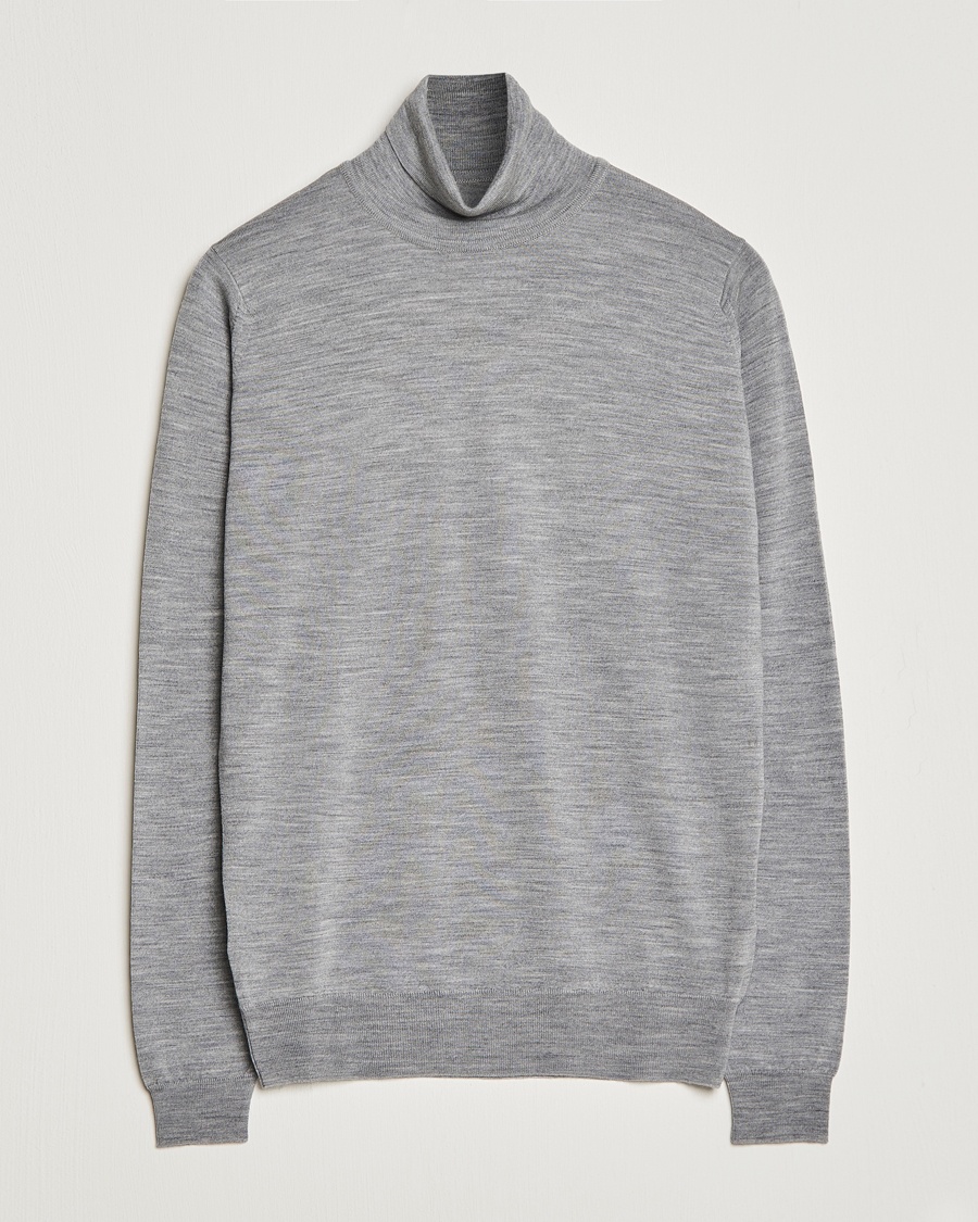 John Smedley Cherwell Extra Fine Merino Rollneck Silver – Harmaa