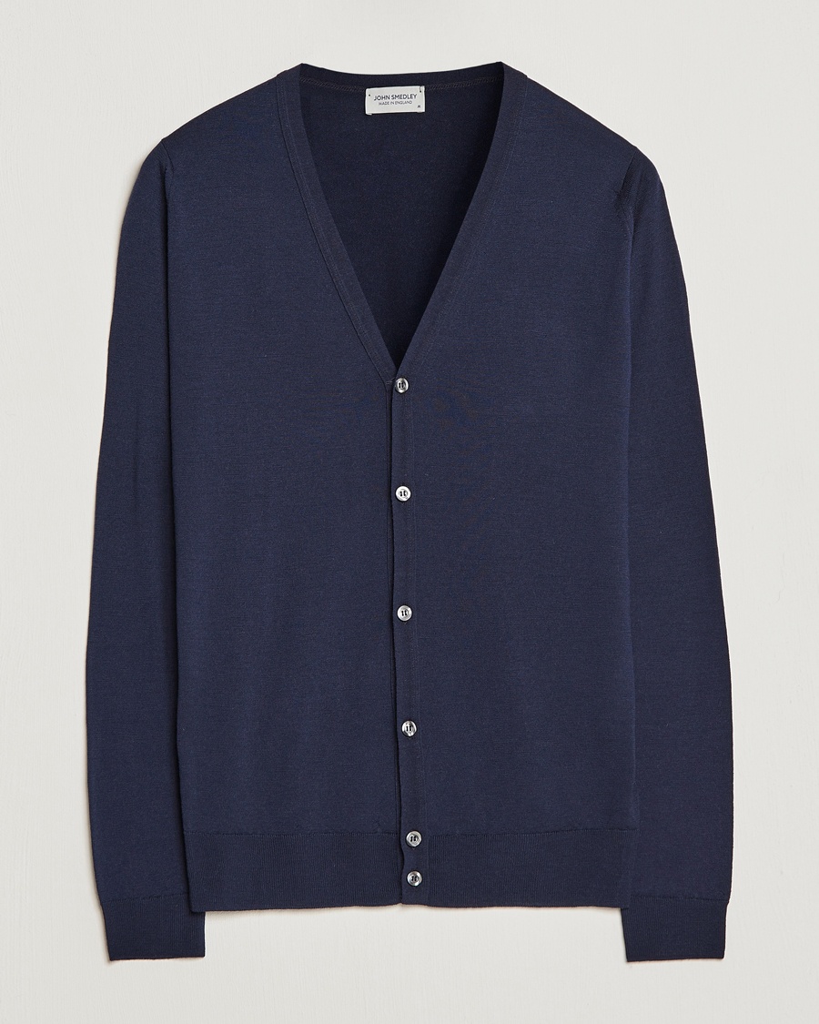 John Smedley Petworth Extra Fine Merino Cardigan Midnight – Sininen