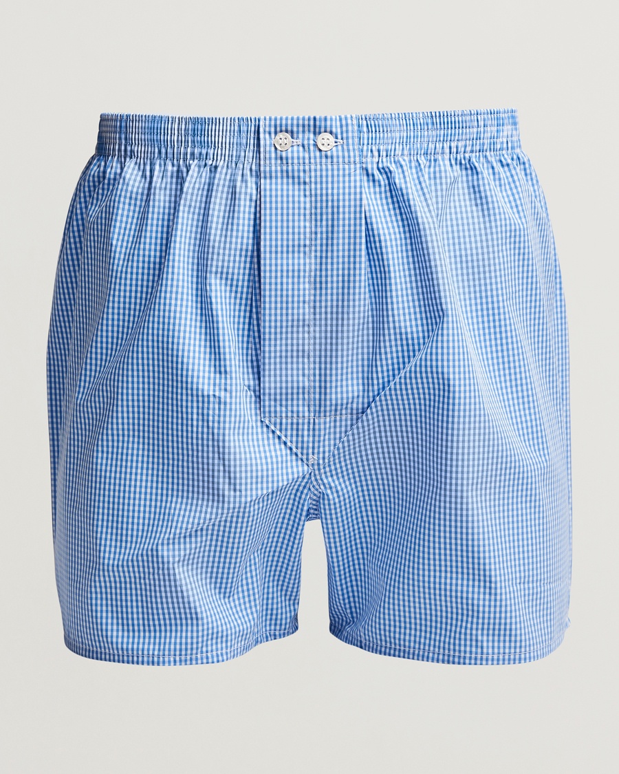 Derek Rose Classic Fit Cotton Boxer Shorts Blue Gingham – Sininen