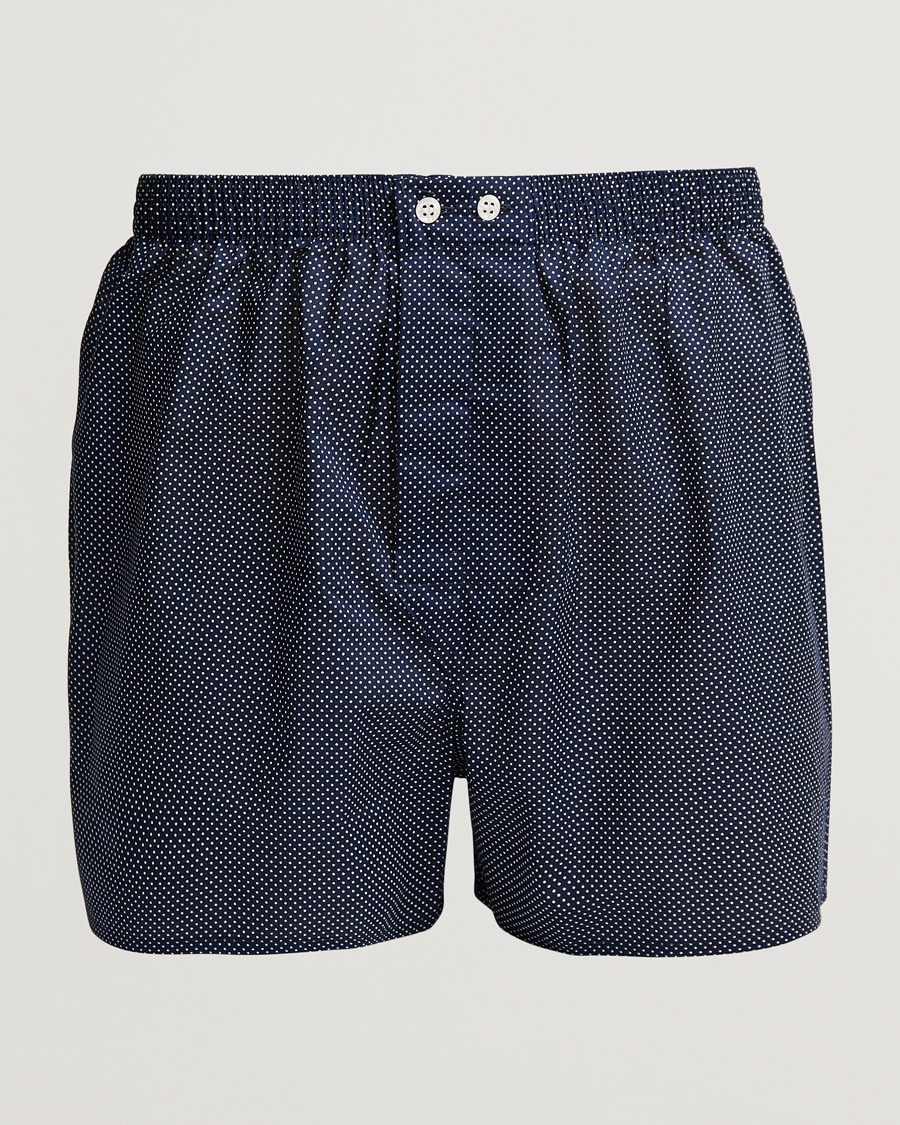 Derek Rose Classic Fit Cotton Boxer Shorts Navy Polka Dot – Sininen
