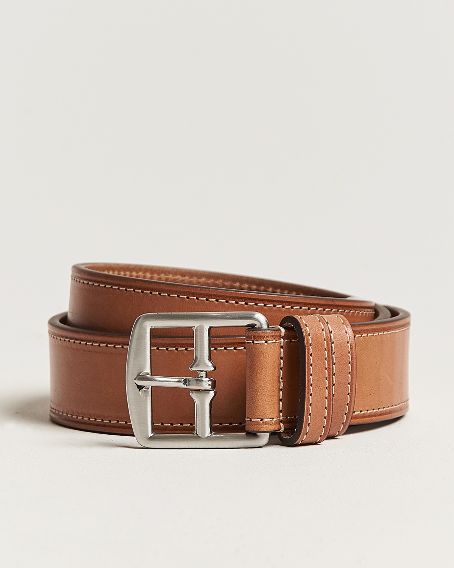 Anderson's Bridle Stiched 3,5 cm Leather Belt Tan – Ruskea