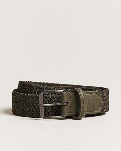 Mies | Italian Department | Anderson's | Elastic Woven 3 cm Belt Military Green
