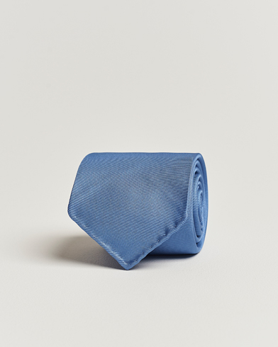 Mies |  | Drake's | Handrolled Woven Silk 8 cm Tie Blue