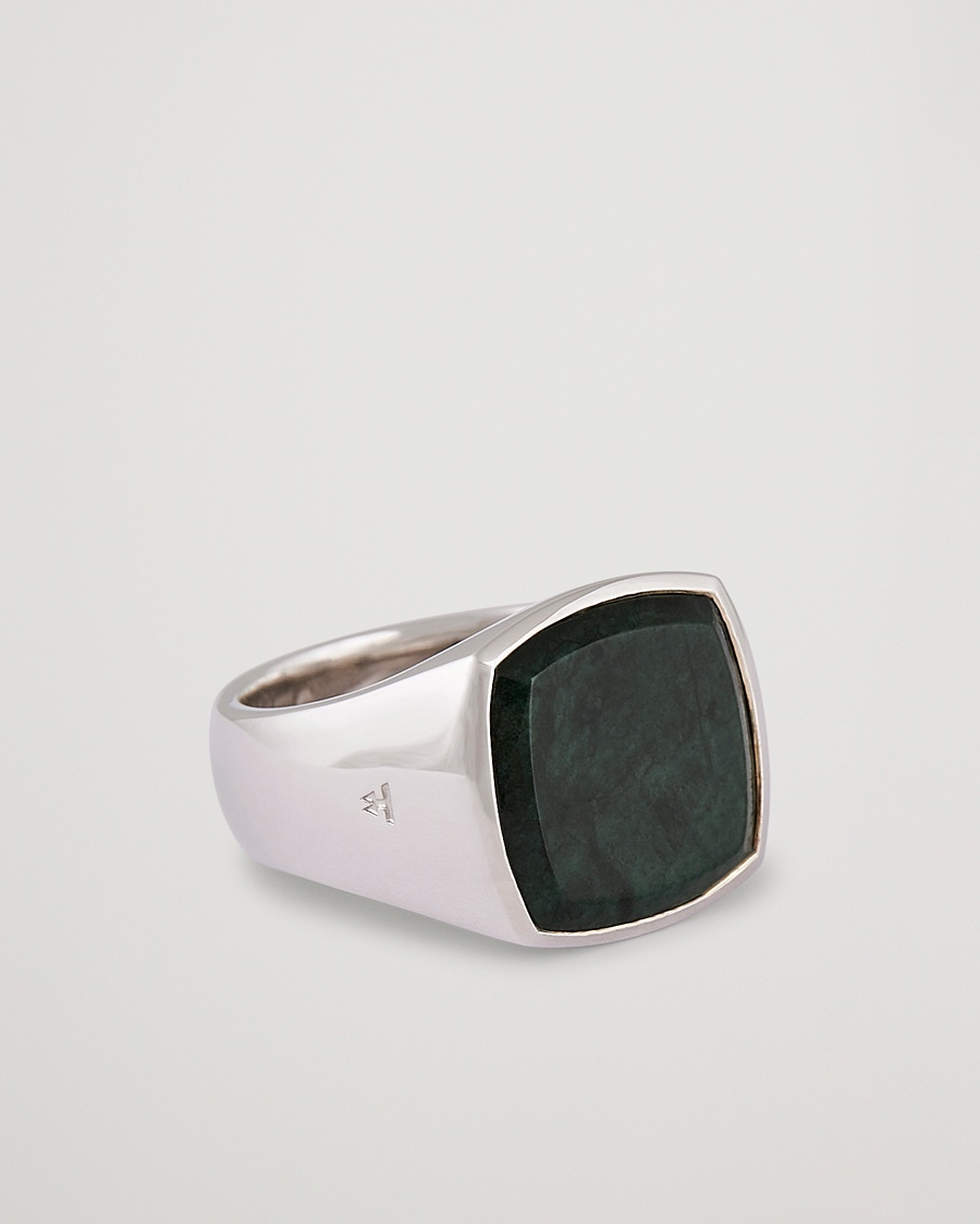 Tom Wood Cushion Green Marble Ring Silver – Hopea