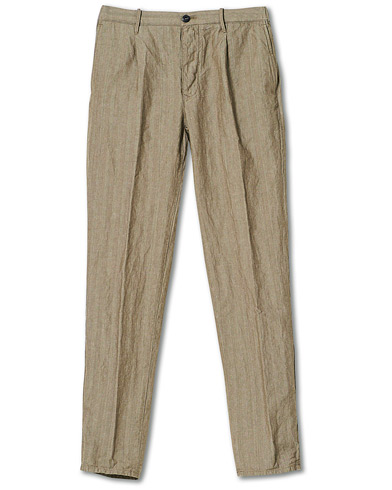  Tapered Cotton/Linen Drawstring Pants Beige