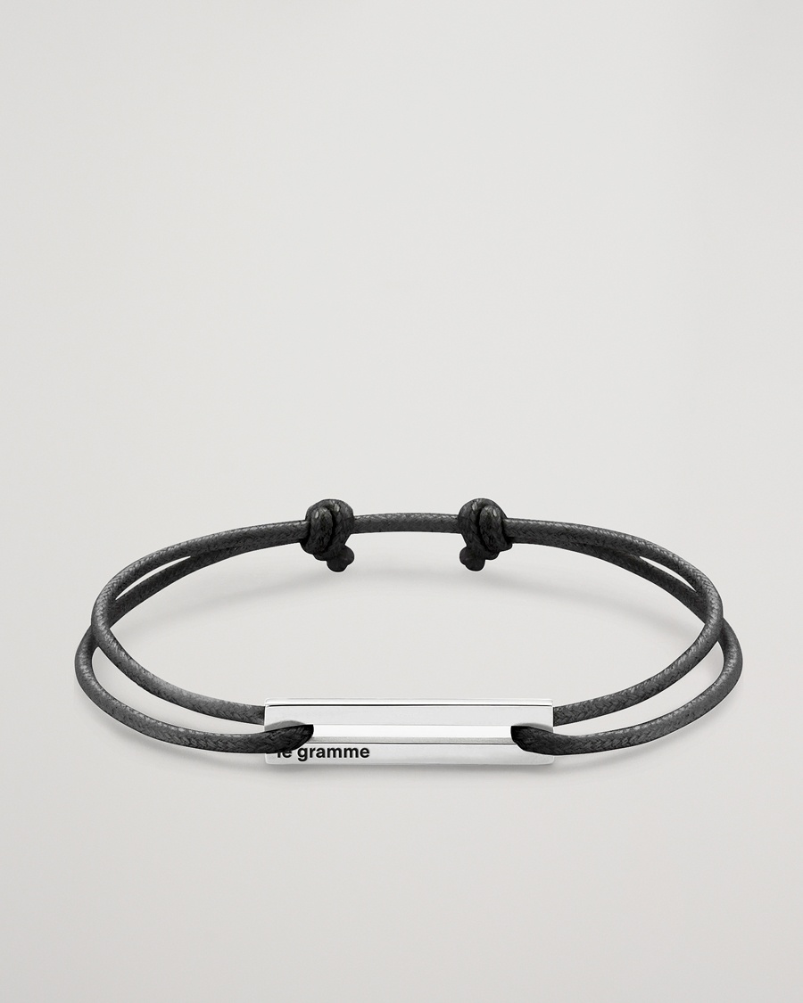 LE GRAMME Cord Bracelet Le 17/10 Black/Sterling Silver – Musta