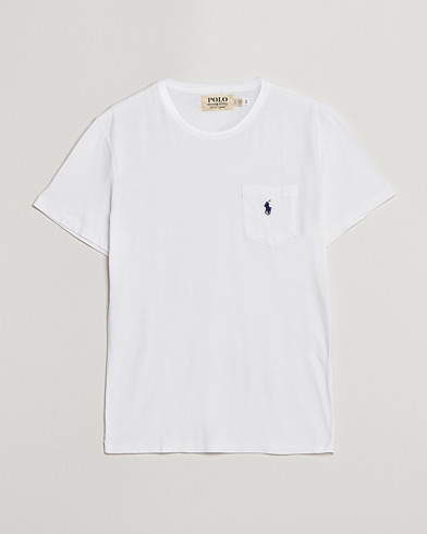 Mies | Preppy Authentic | Polo Ralph Lauren | Washed Crew Neck Pocket Tee White