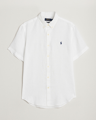 Miehet | Lyhythihaiset kauluspaidat | Polo Ralph Lauren | Slim Fit Linen Short Sleeve Shirt White