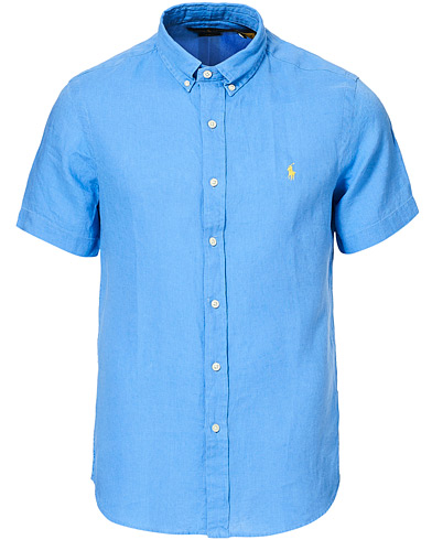 Miehet | Lyhythihaiset kauluspaidat | Polo Ralph Lauren | Slim Fit Linen Short Sleeve Shirt Harbour Island Blue