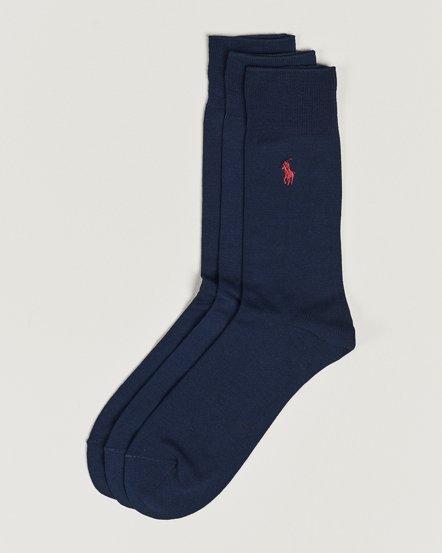 Polo Ralph Lauren 3-Pack Mercerized Cotton Socks Navy – Sininen