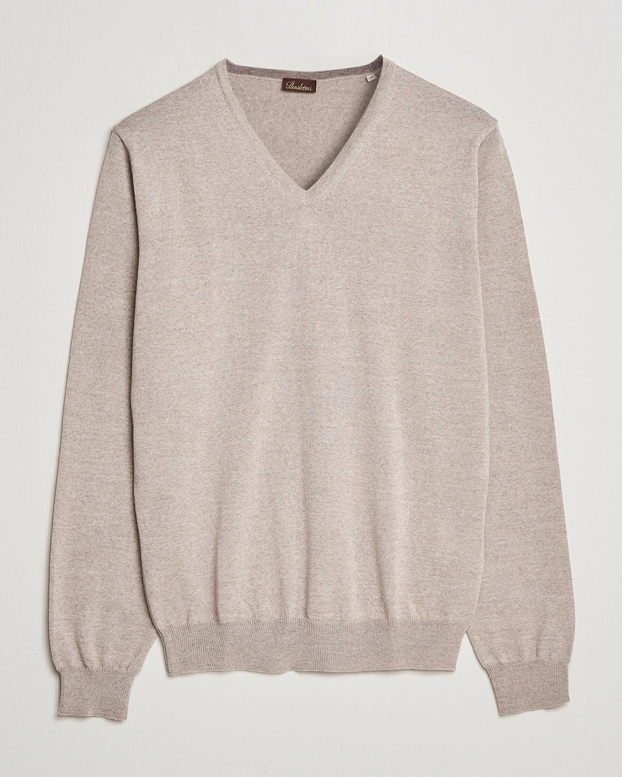 Stenströms Merino V-Neck Sand – Beige